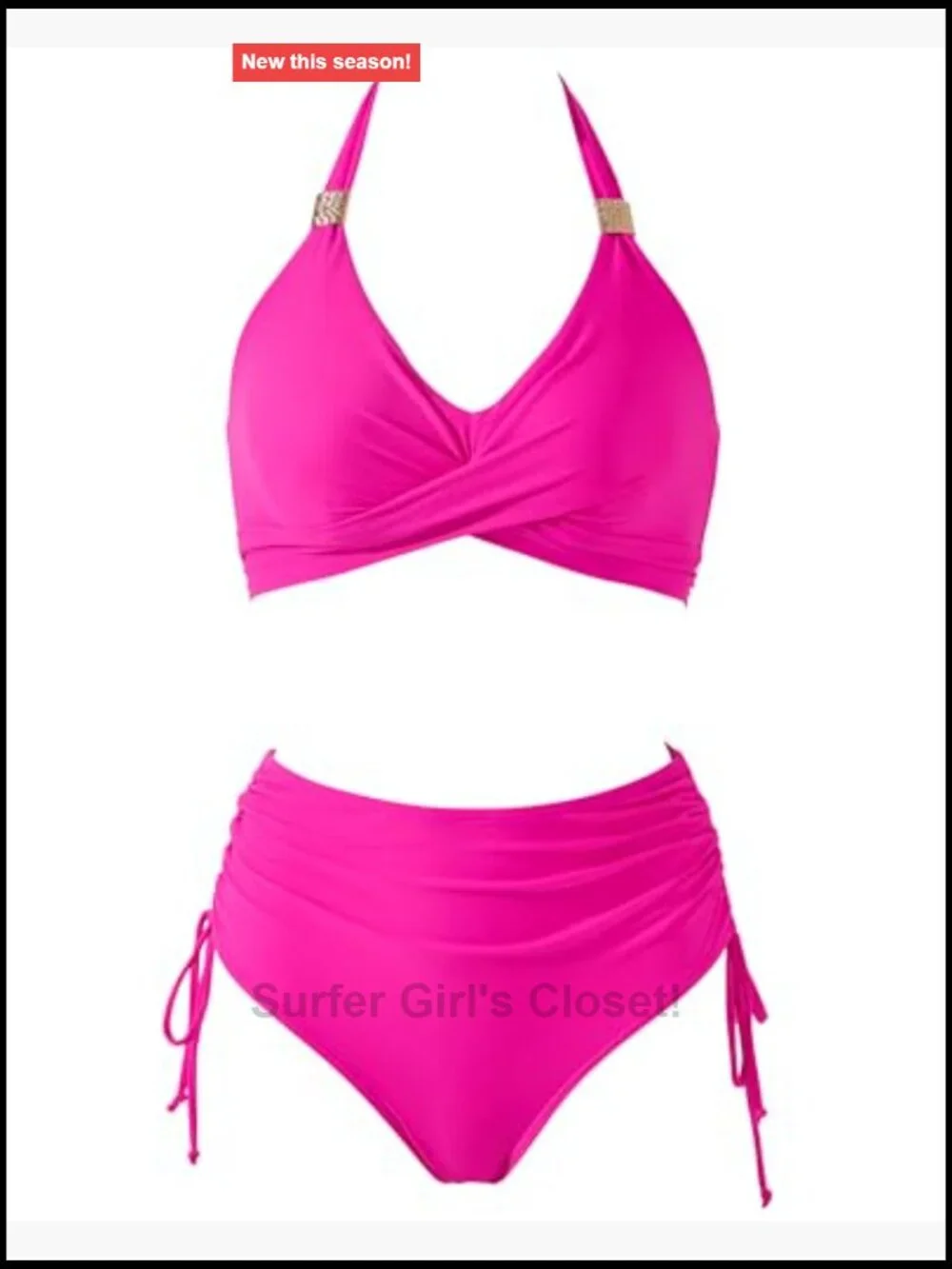 High Waisted Bikini Set Tummy Control Drawstring Tie Knot Swimsuit